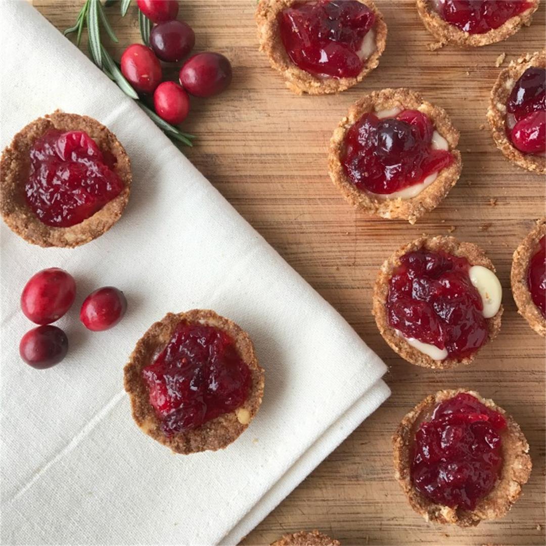 Rosemary Infused Cranberry Brie Tartlets (Grain & Gluten Free)
