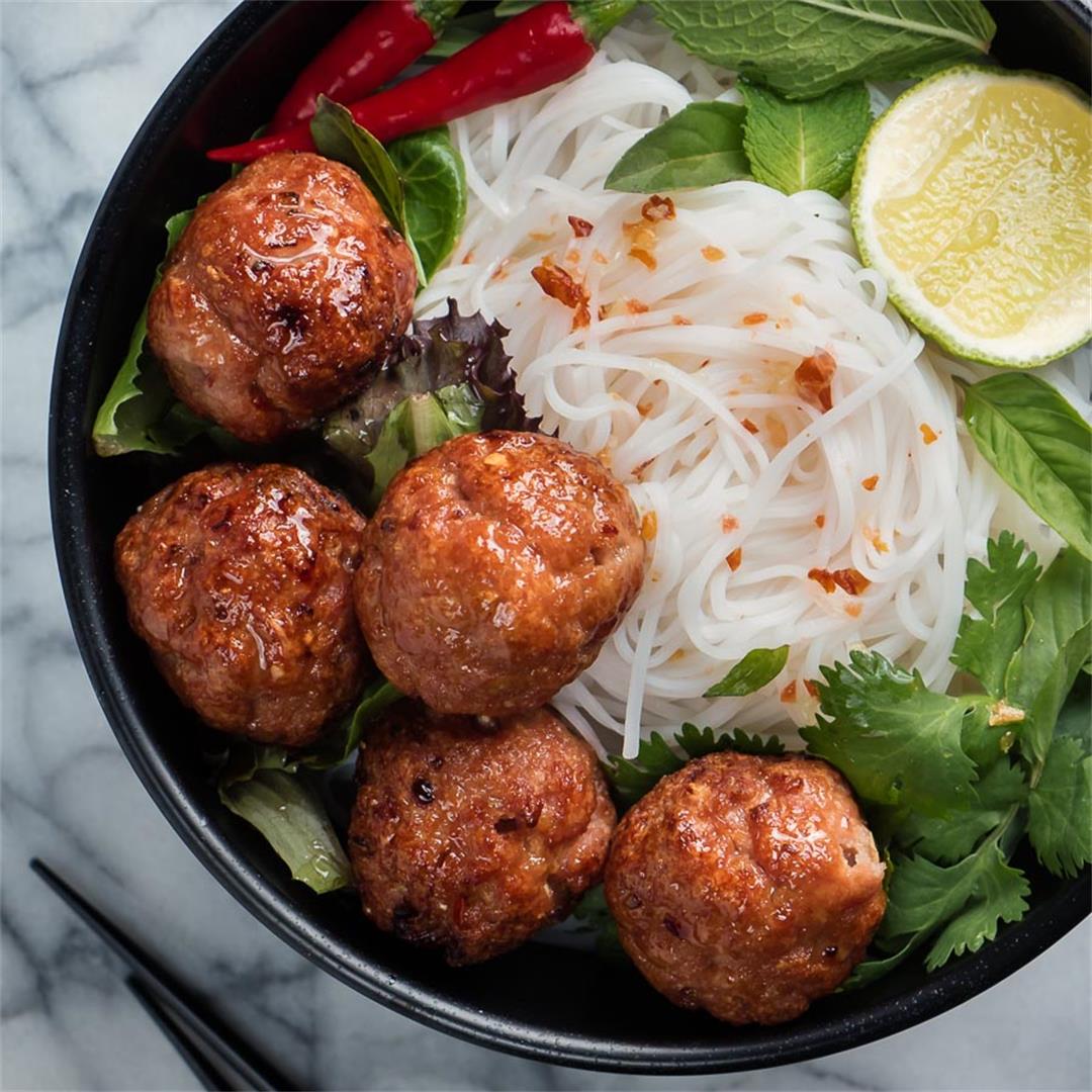 Vietnamese bun cha - grilled pork meatballs