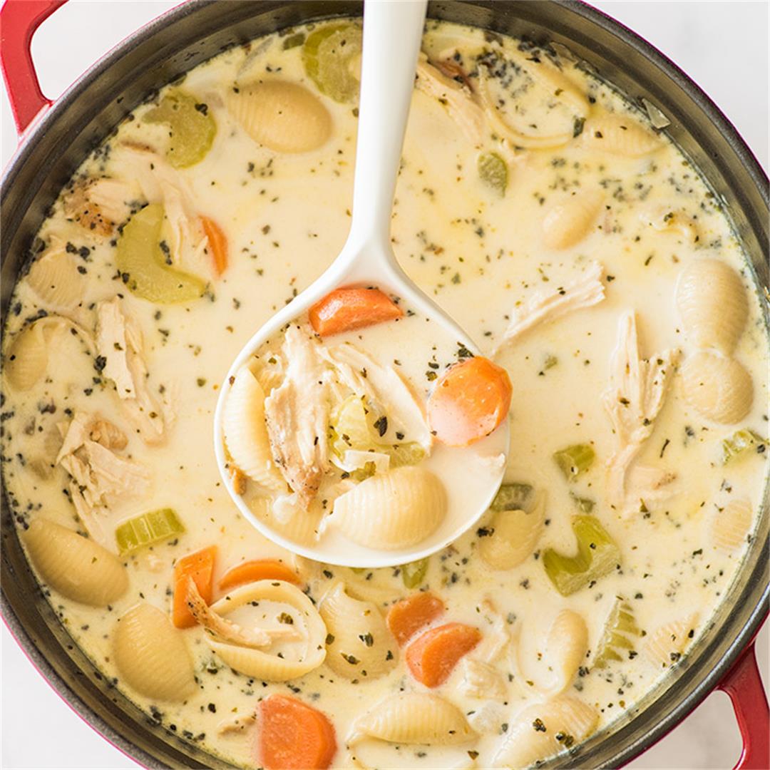 Creamy Chicken Noodle soup from scratch (no condensed soup need