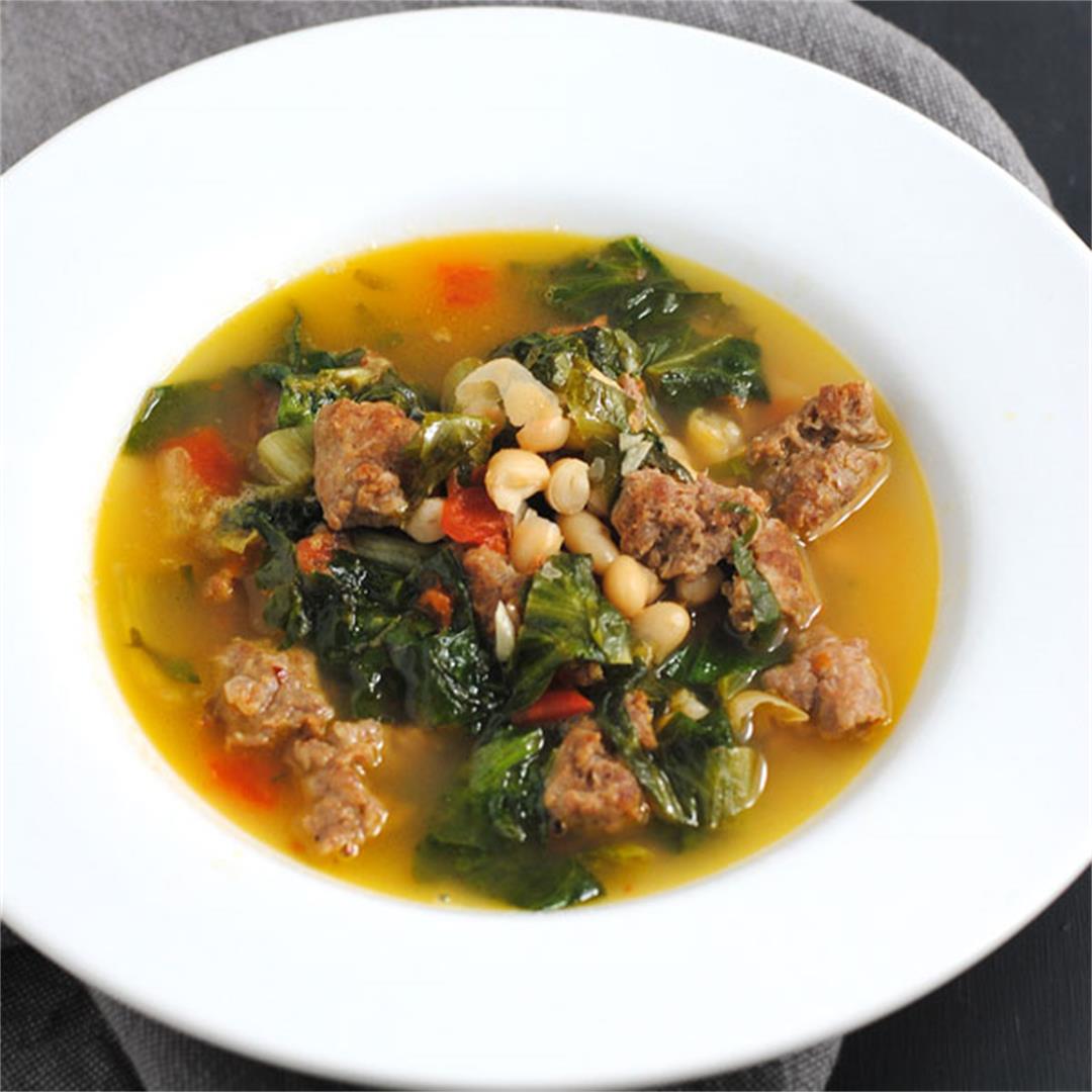 Escarole soup with sausage and beans