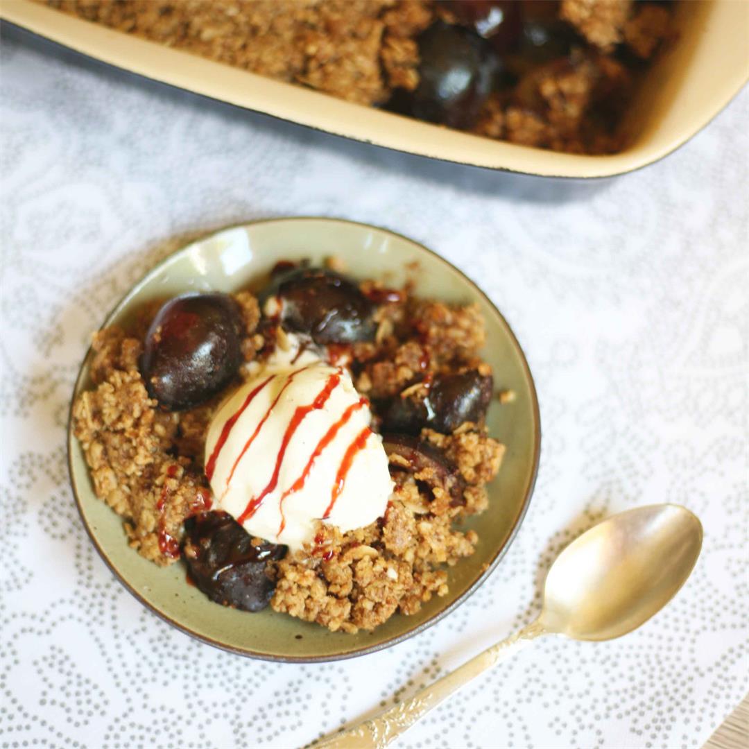 Plum Crumble with Crunchy Walnut Oat Topping