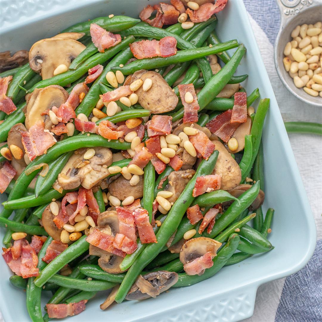 Green Beans with Mushrooms and Bacon (Whole30, Paleo)
