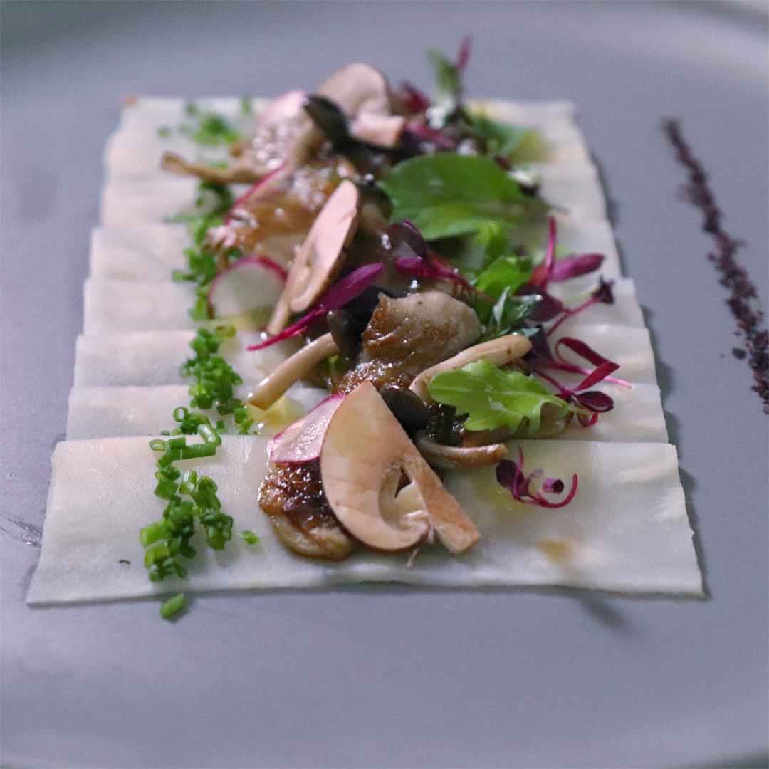 Celeriac Carpaccio with Mushroom Salad & Truffle Vinaigrette