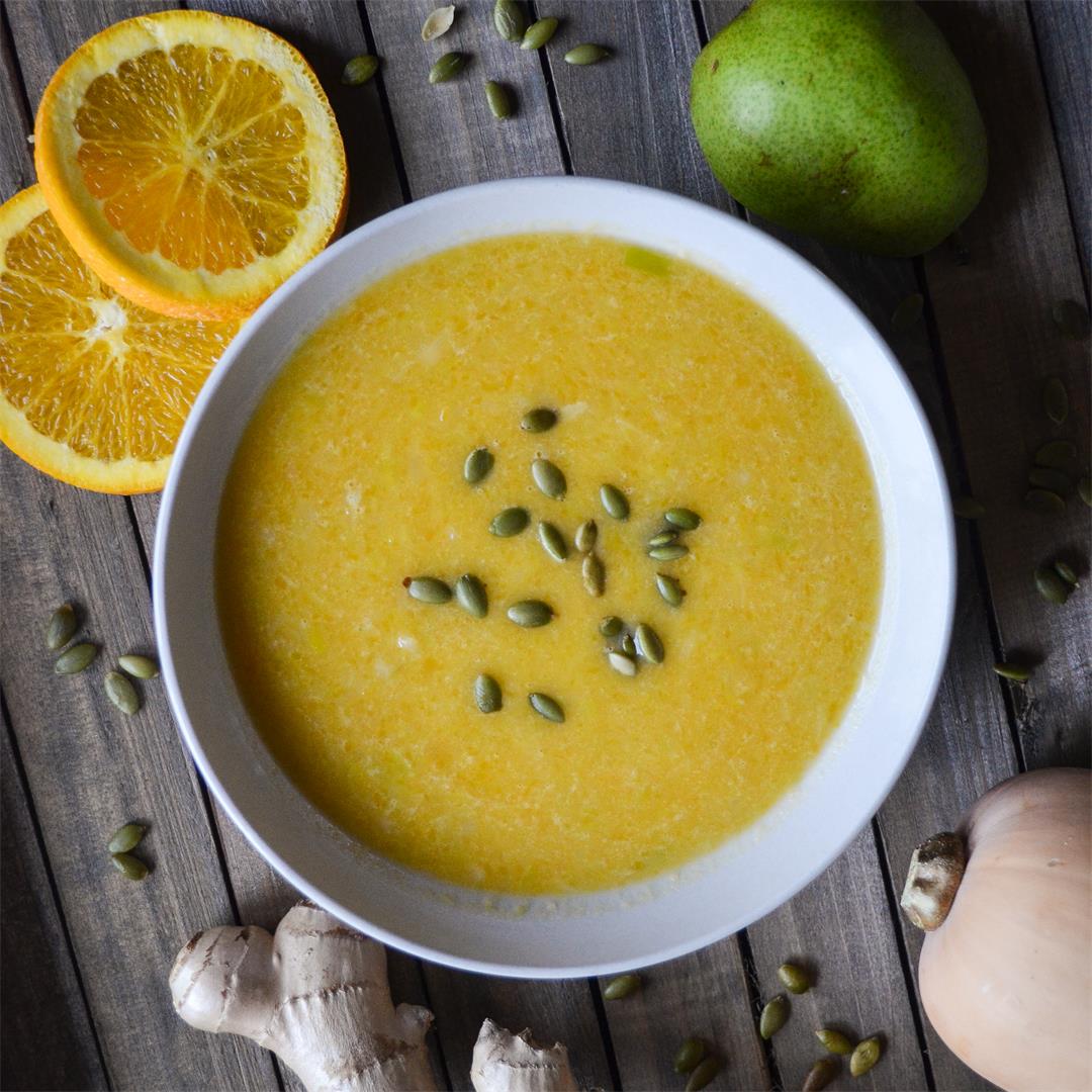 Butternut Squash Soup with Leeks and Ginger