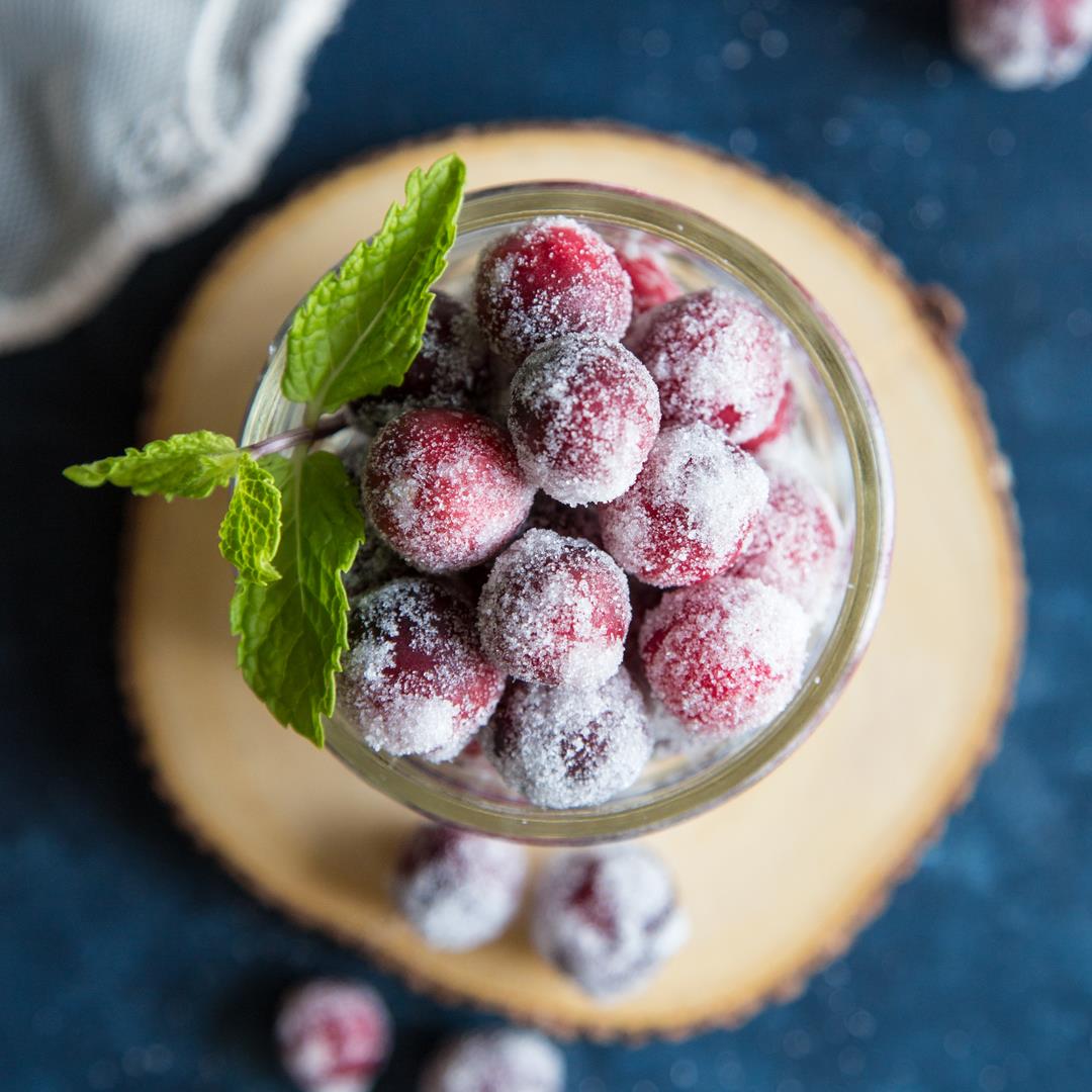 Sugared Cranberries (great for cocktail garnish)