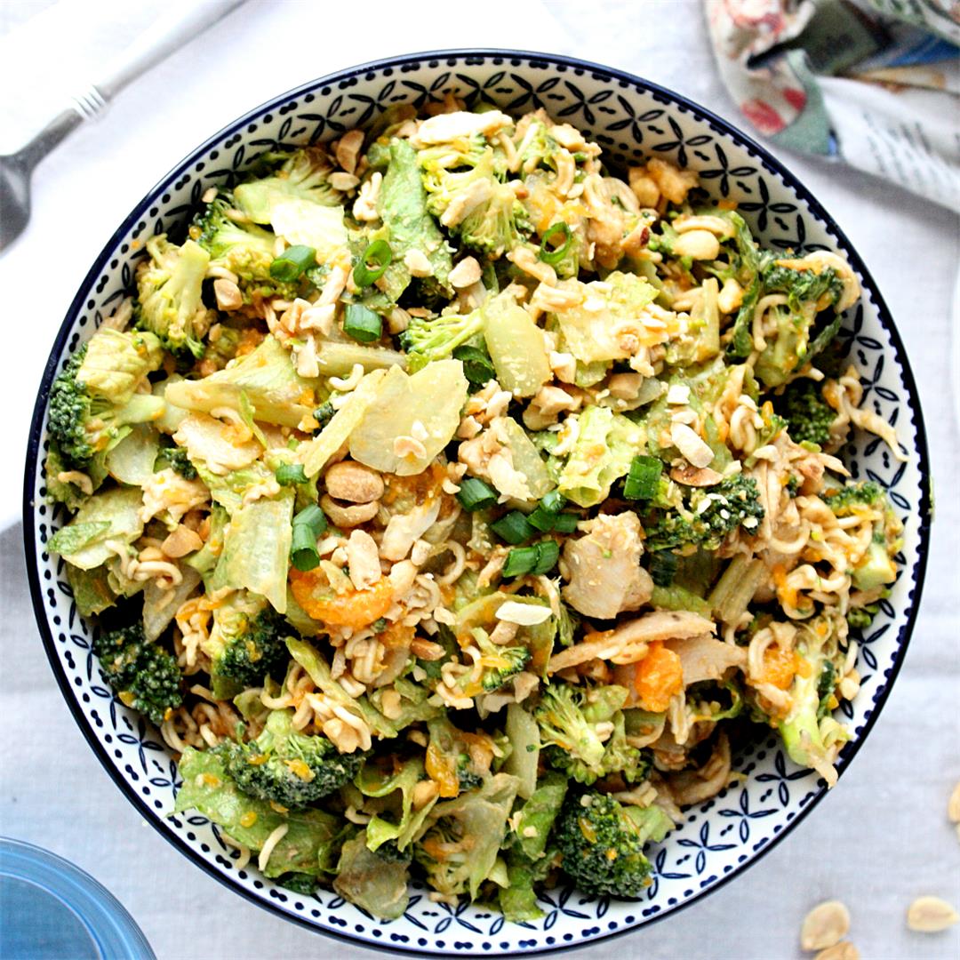 Broccoli Ramen Salad with Peanut Dressing