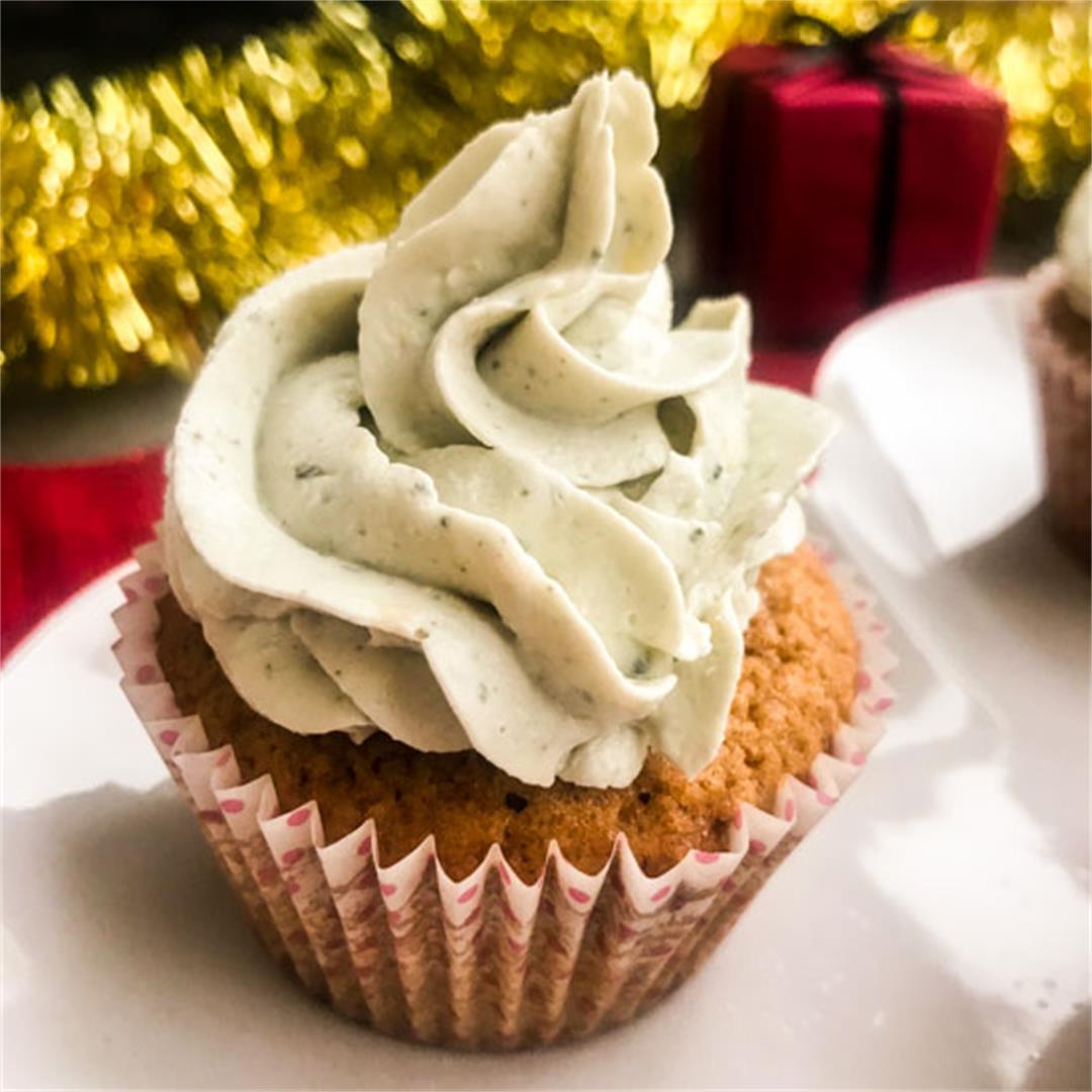 Gingerbread Cupcakes with Blue Cheese Frosting