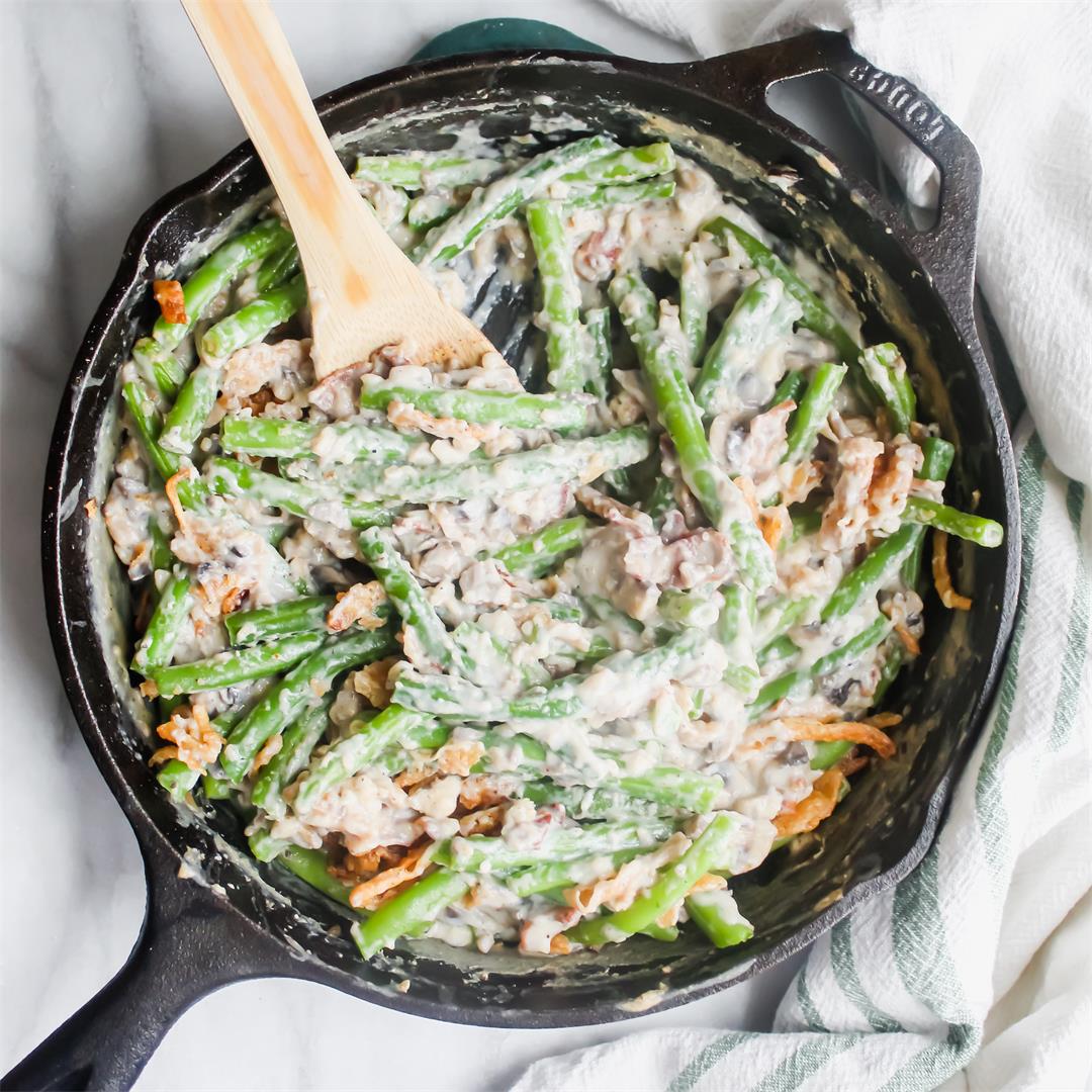 Skillet Green Bean Casserole with Bacon!