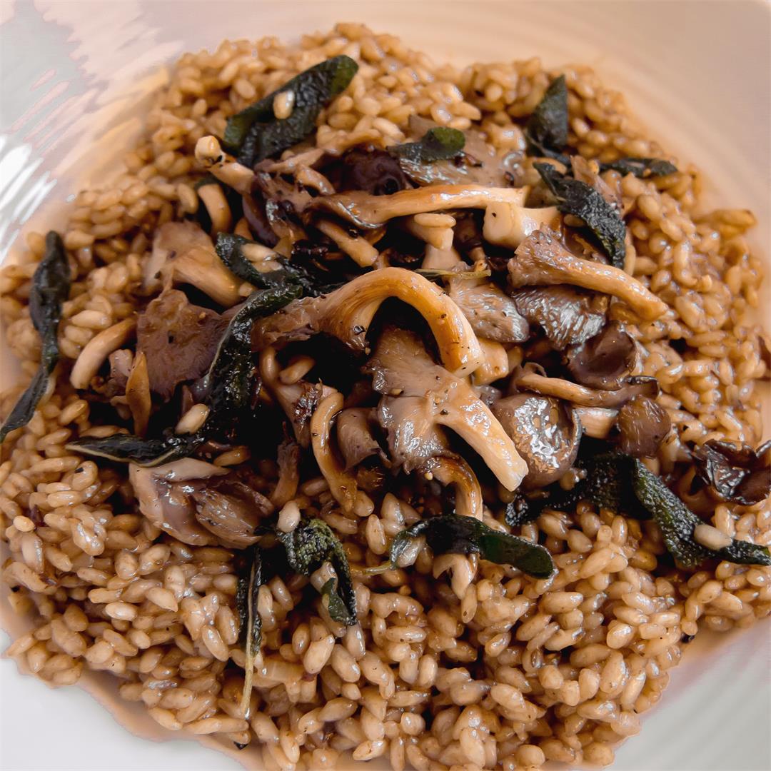 Mushroom Risotto with Brown Butter Sage