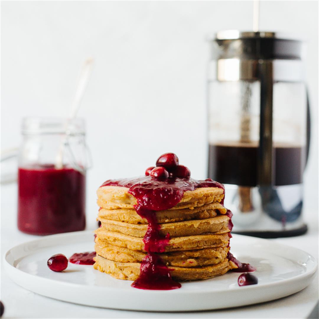 Cardamom Pancakes with Cranberry Orange Compote