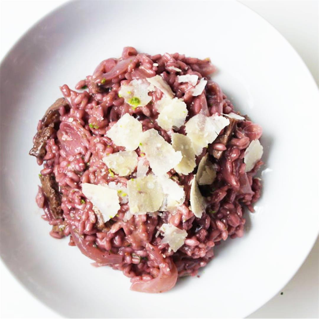 Red Wine Risotto with Steak