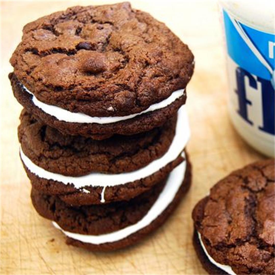 Double Stuff Chocolate Chip Marshmallow Filled Cookies