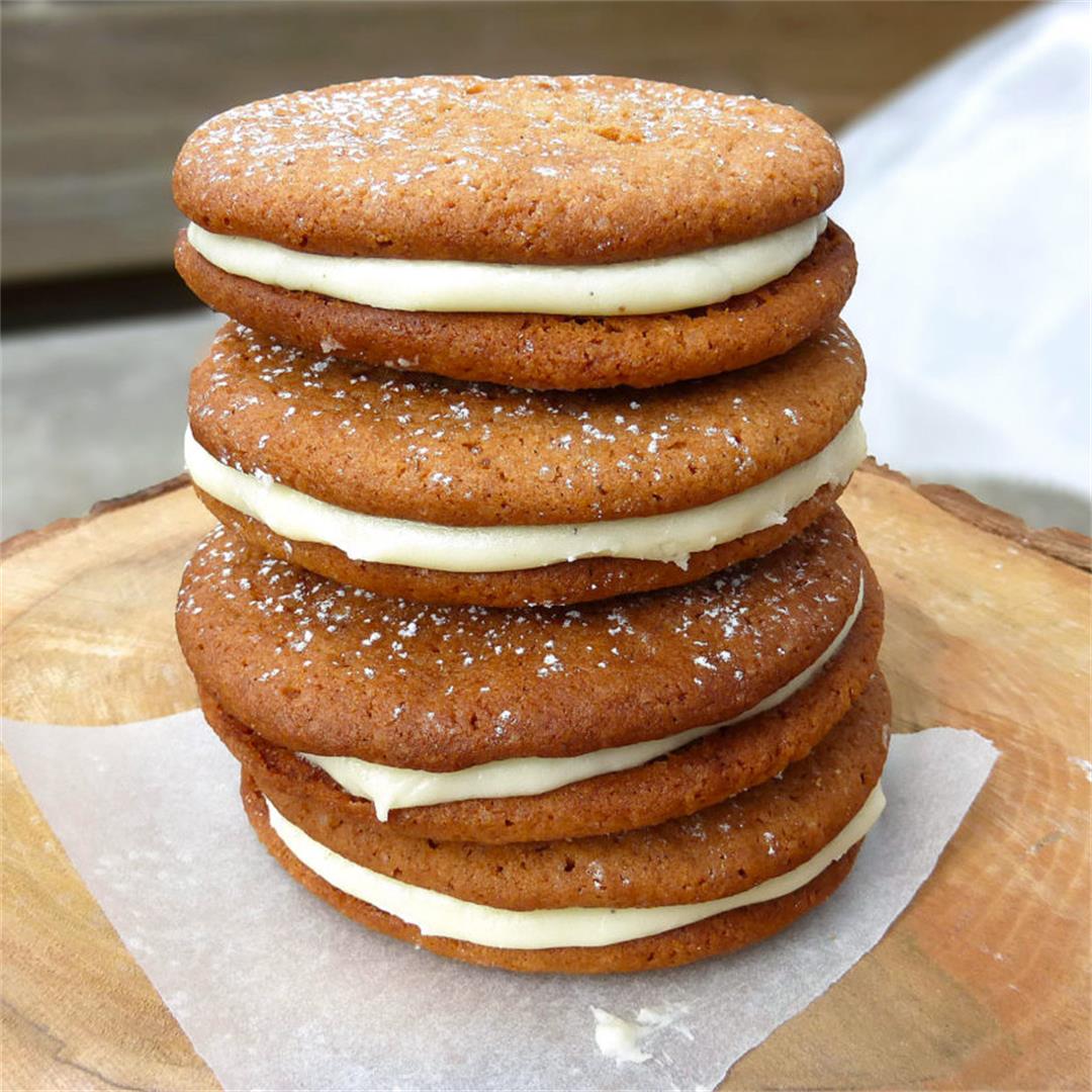 Ginger Cookies with a Lemon Cream Cheese Filling