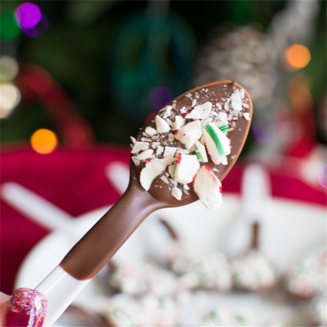 Chocolate Candy Cane Coffee Spoons
