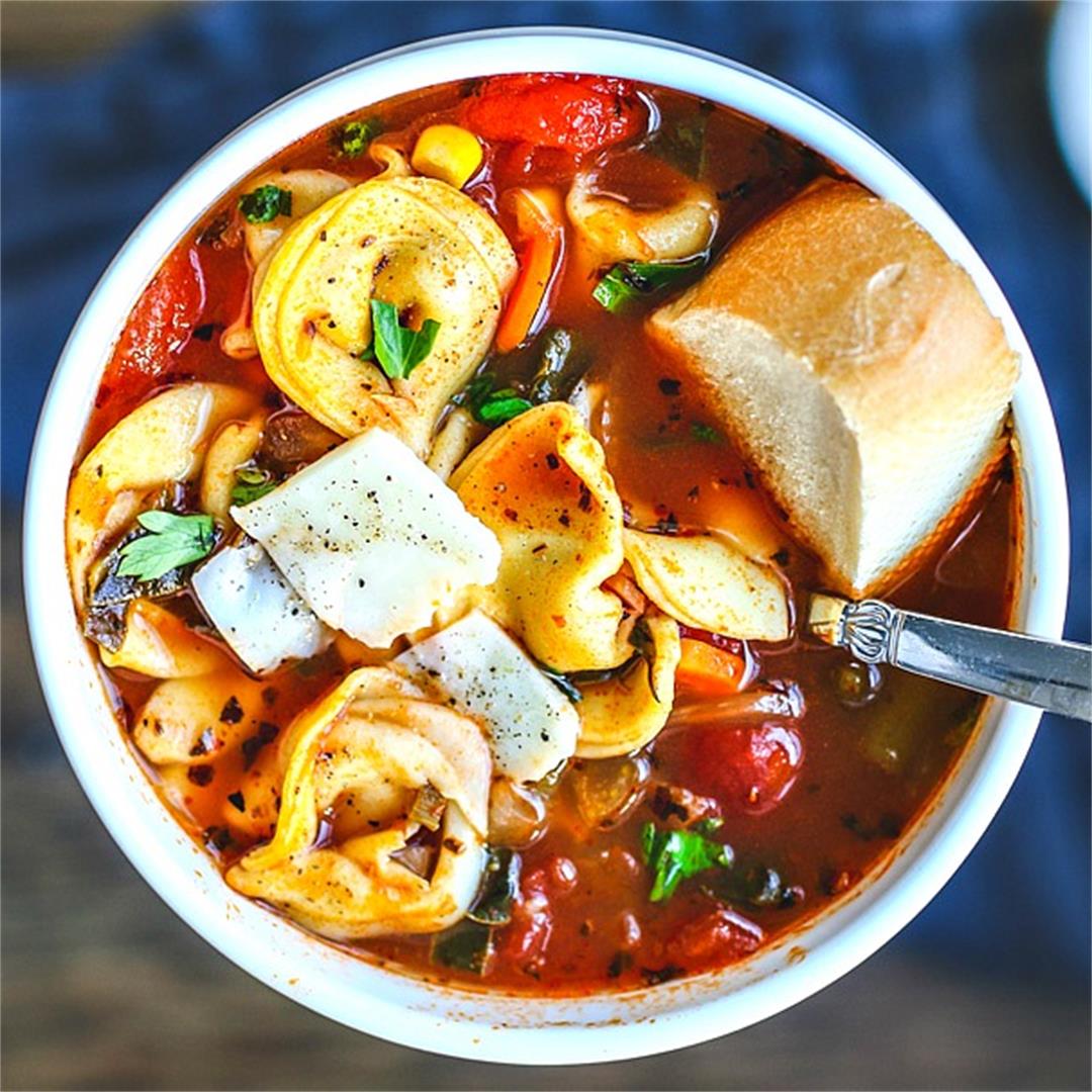 vegetable soup with cheese tortellini