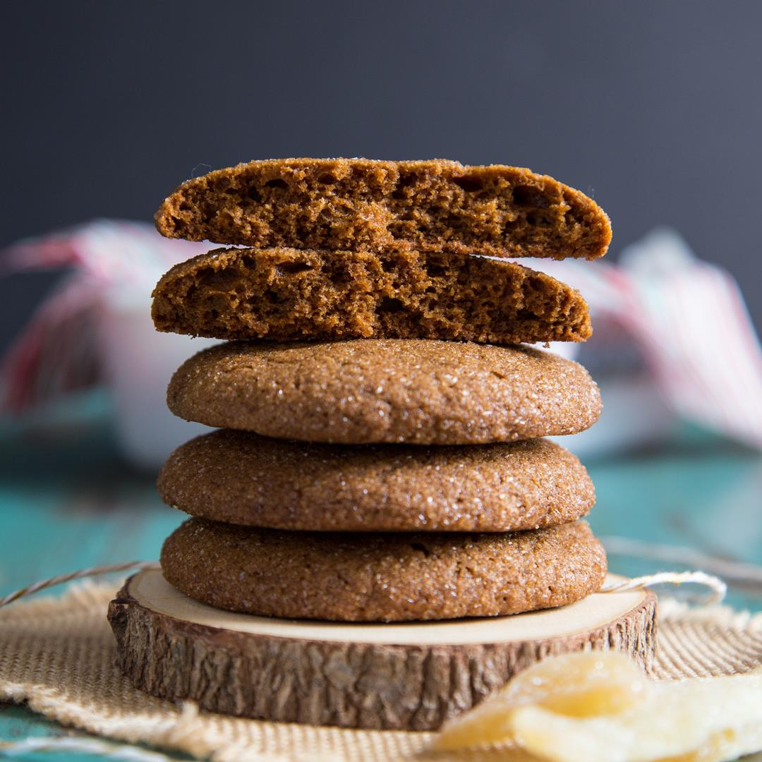 Ginger Molasses cookies with candied ginger