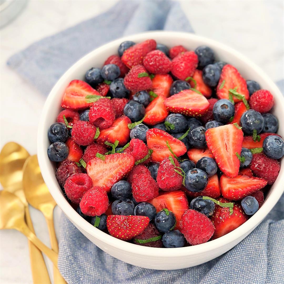 Mixed Berry Fruit Salad with Mint Dressing
