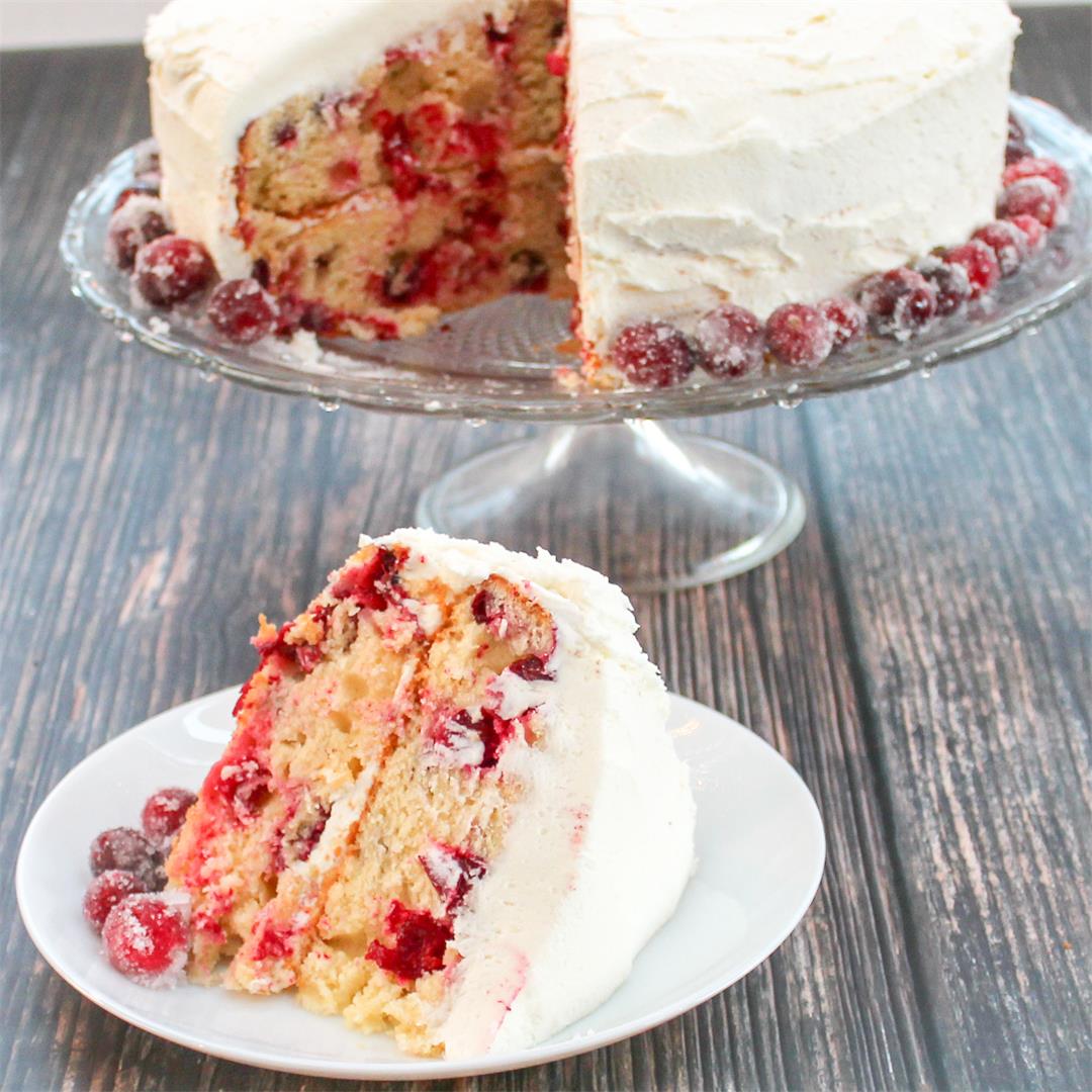 Sparkling Wine Cranberry and White Chocolate Layer Cake