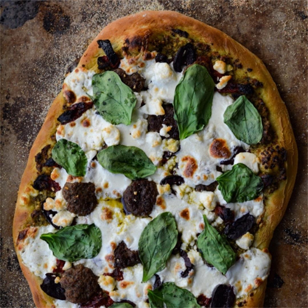Mediterranean Pizza with Lamb & Pesto