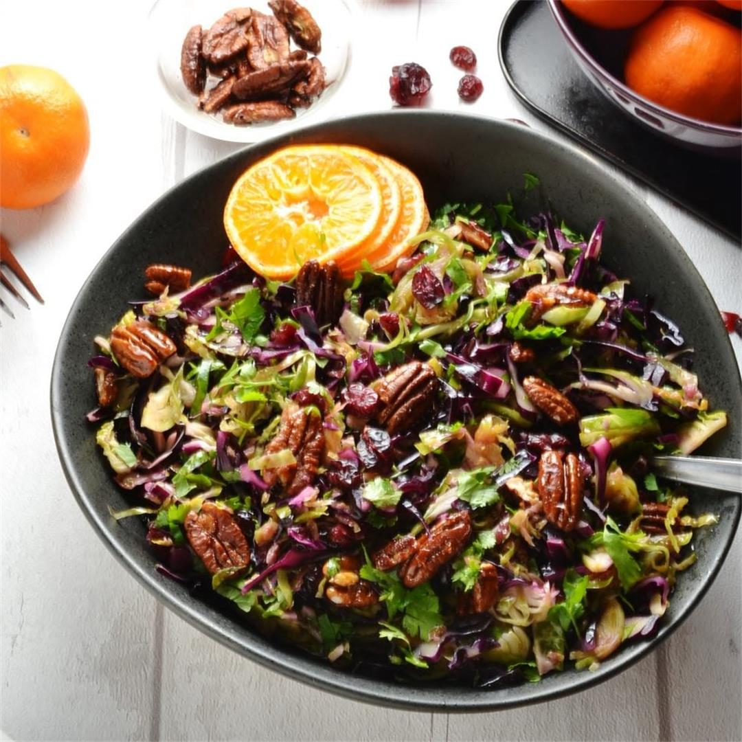 Red Cabbage Sprouts Coleslaw with Maple Glazed Pecans