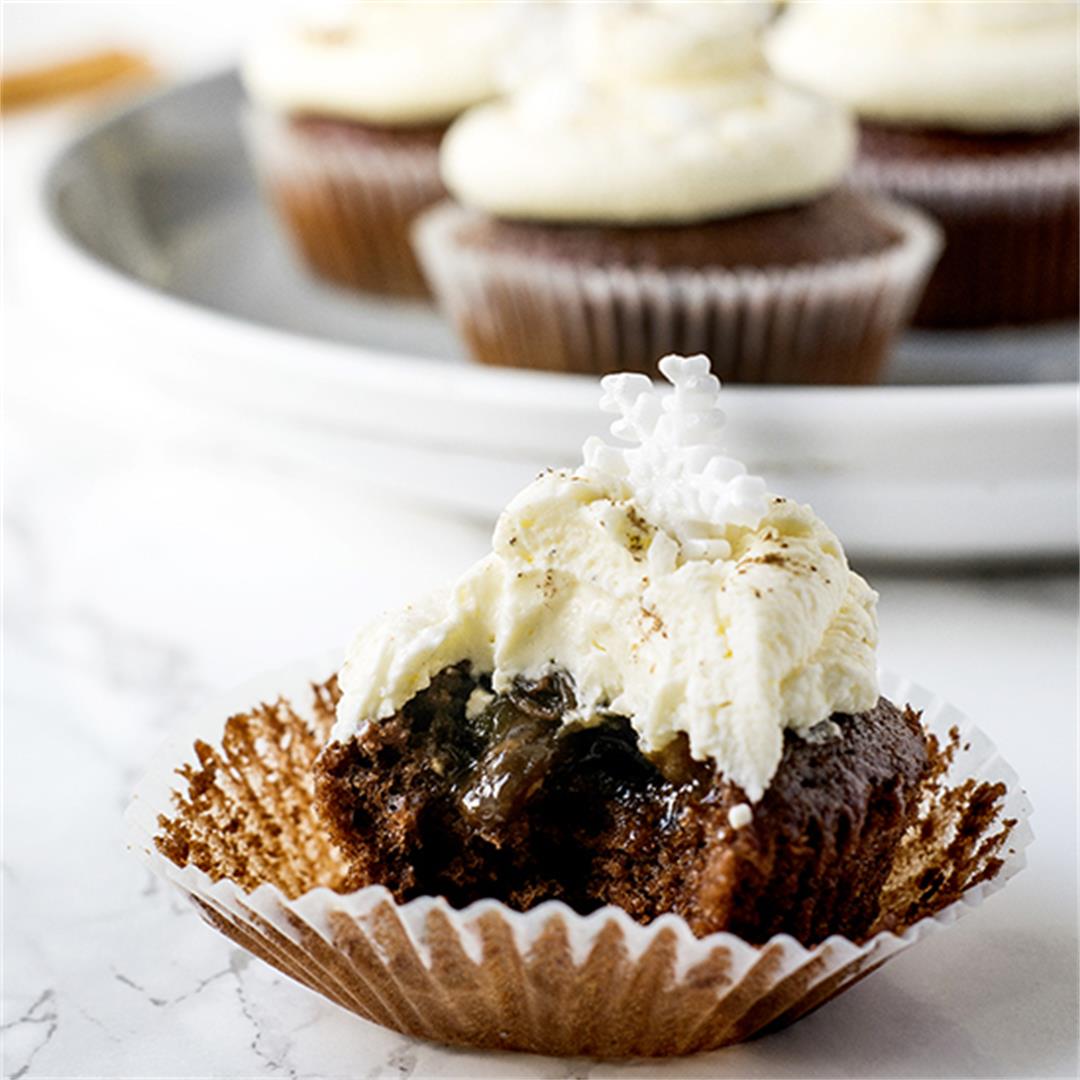 Mince pie cupcakes with eggnog frosting