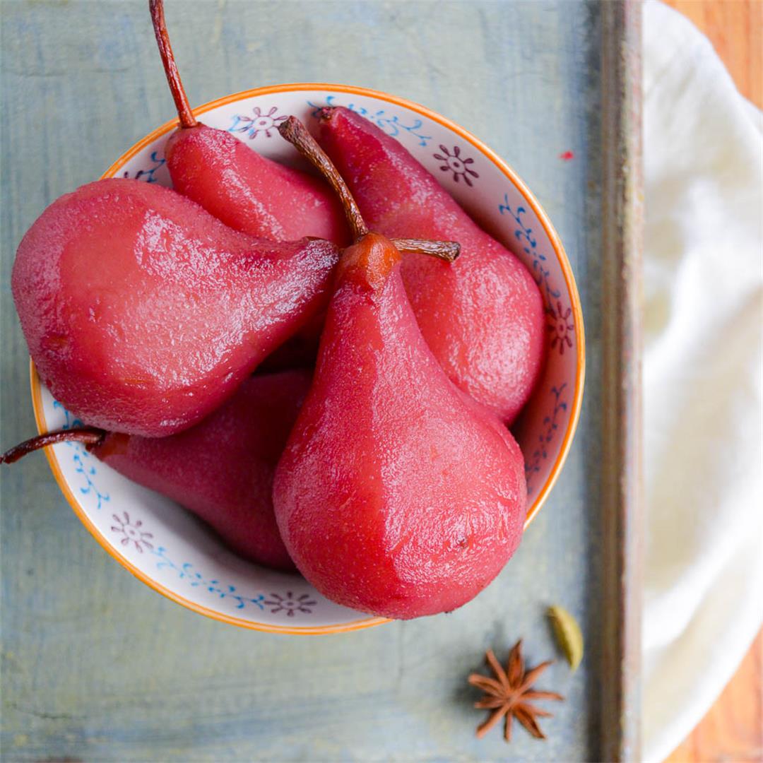 Spiced Red Wine Poached Pears