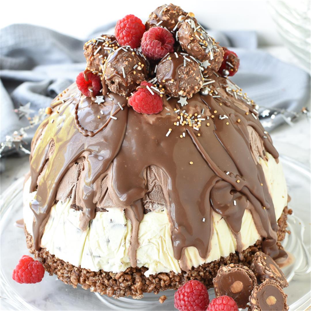 Christmas Ice Cream Pudding with Chocolate and Hazelnuts