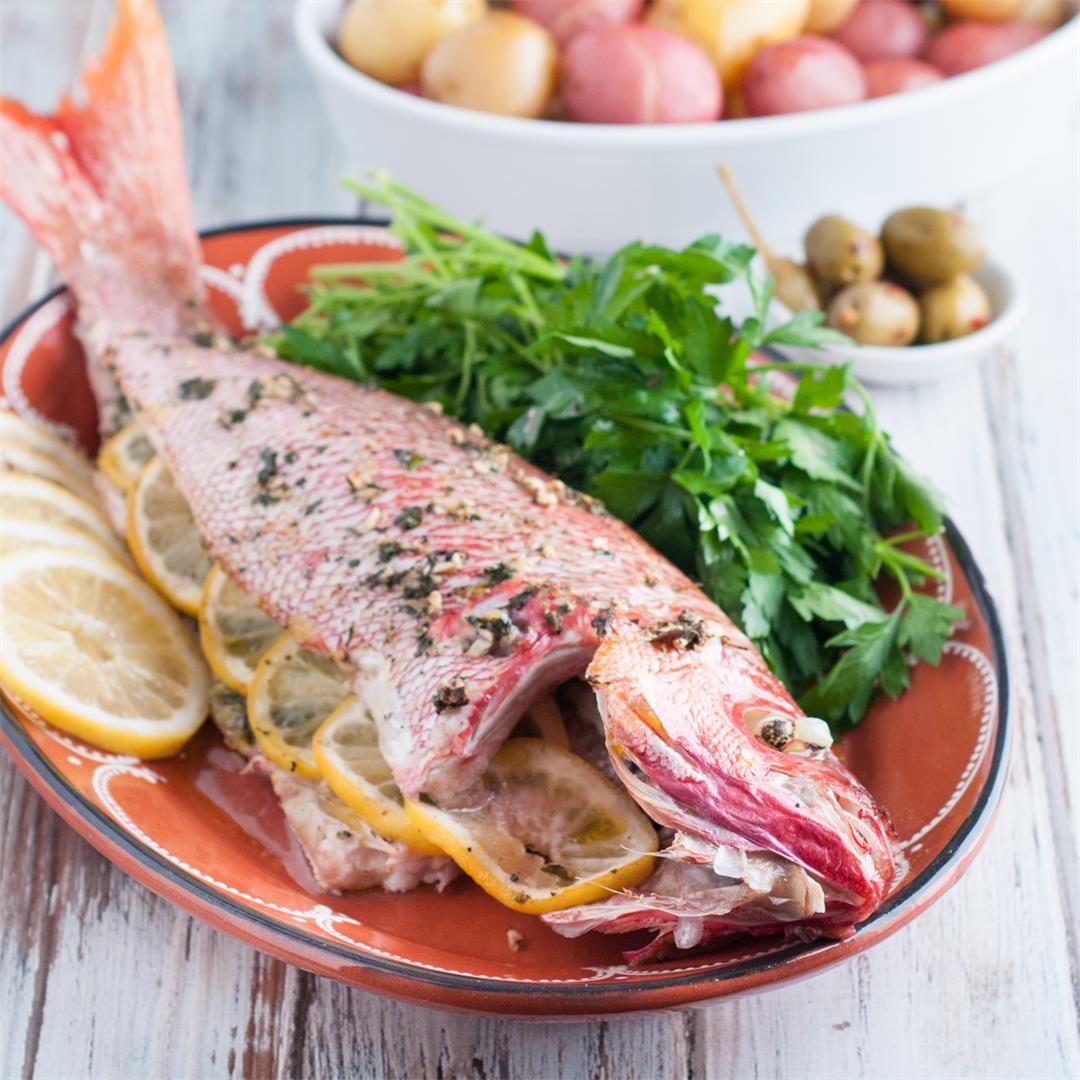 Whole Baked Red Snapper