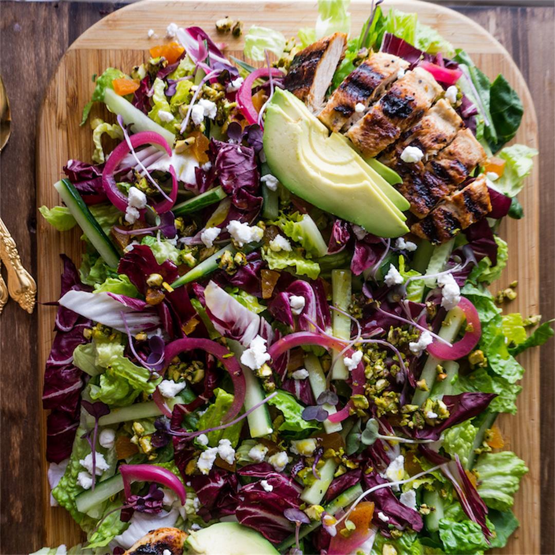 Honey Dijon Chopped Chicken Salad with Candied Pistachios