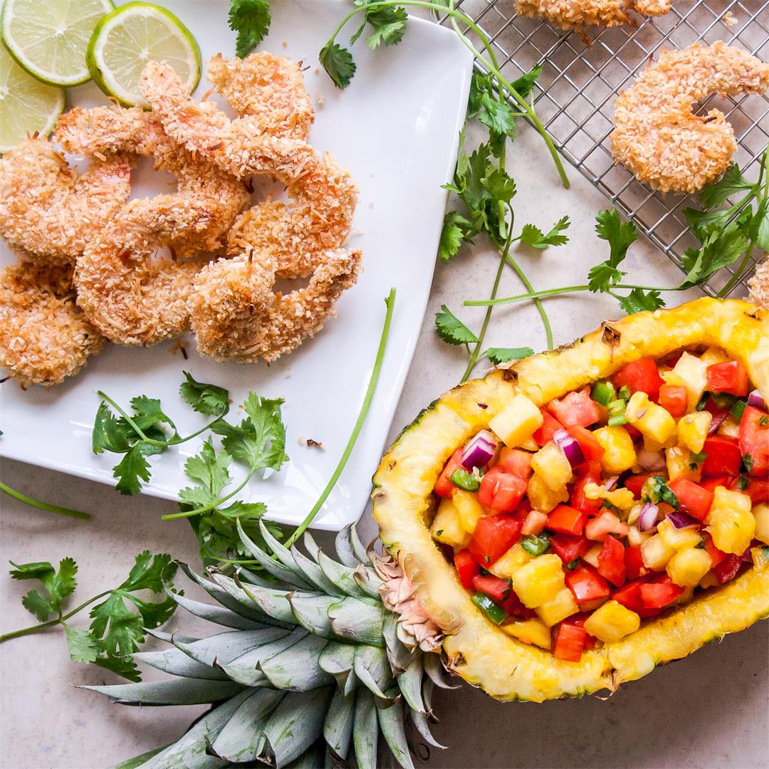 Baked Coconut Shrimp with Pineapple Salsa