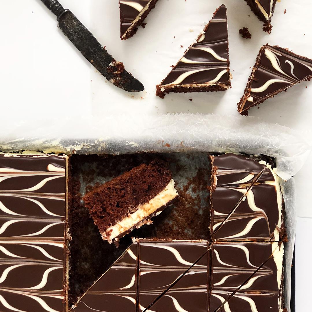 Chocolate Tray Bake with Curd Cheese Filling