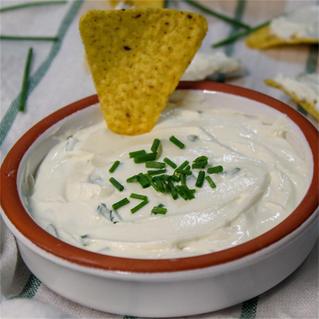 The combination of both goat and cream cheese makes this dip.