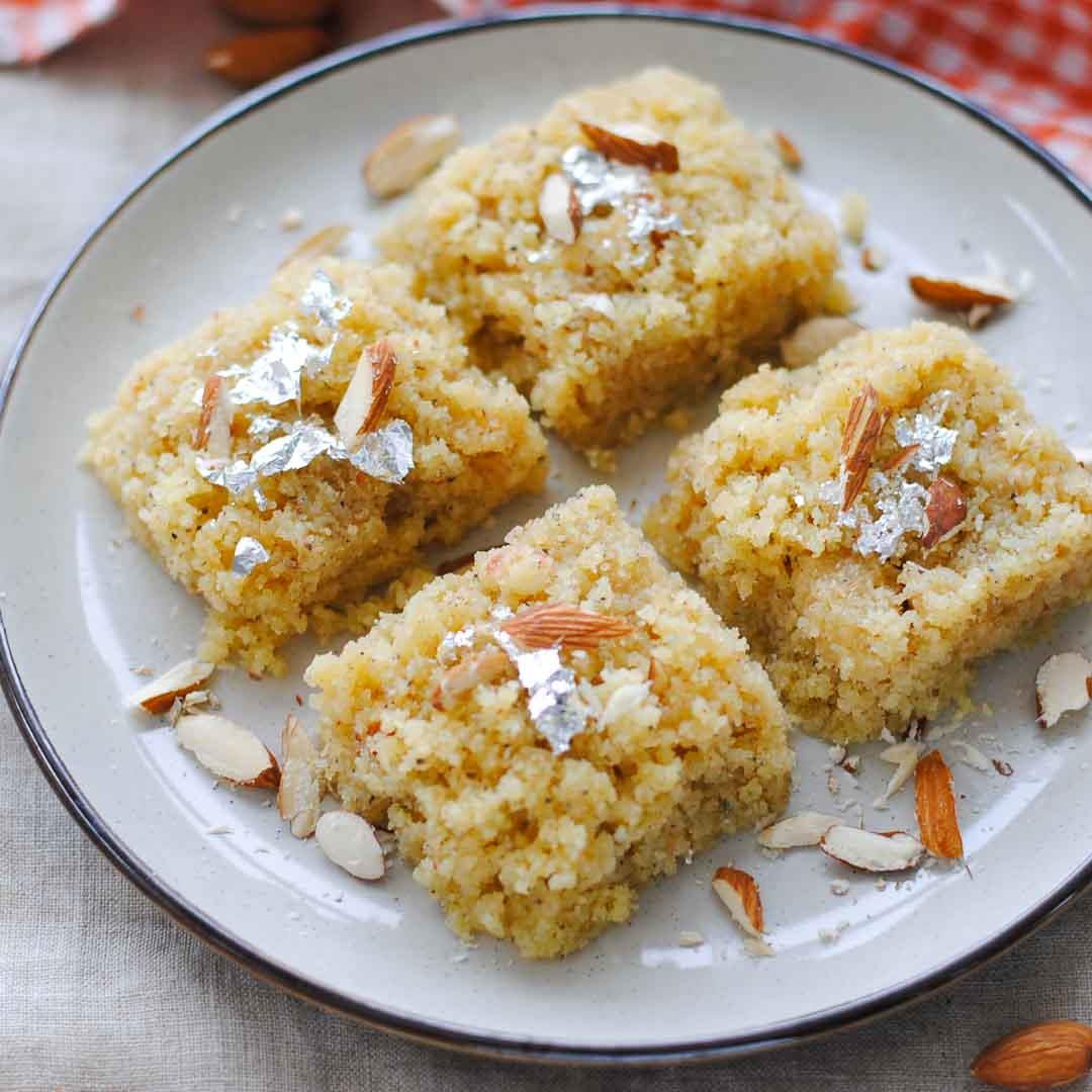 Badam Burfi (Indian Sweet with Almonds) 5 ingredients 12 mins!