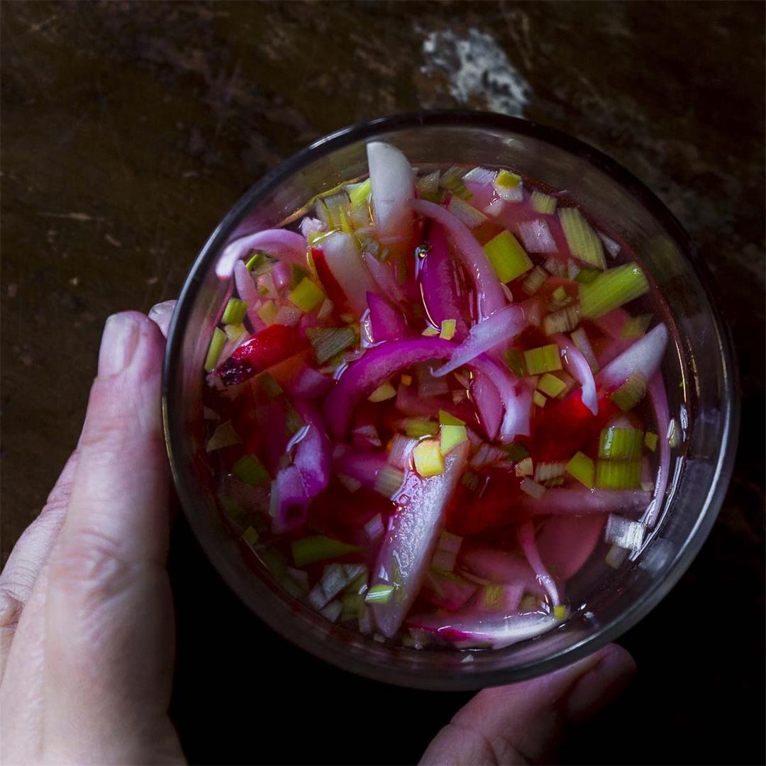 quick pickled radishes (and scallions too!)
