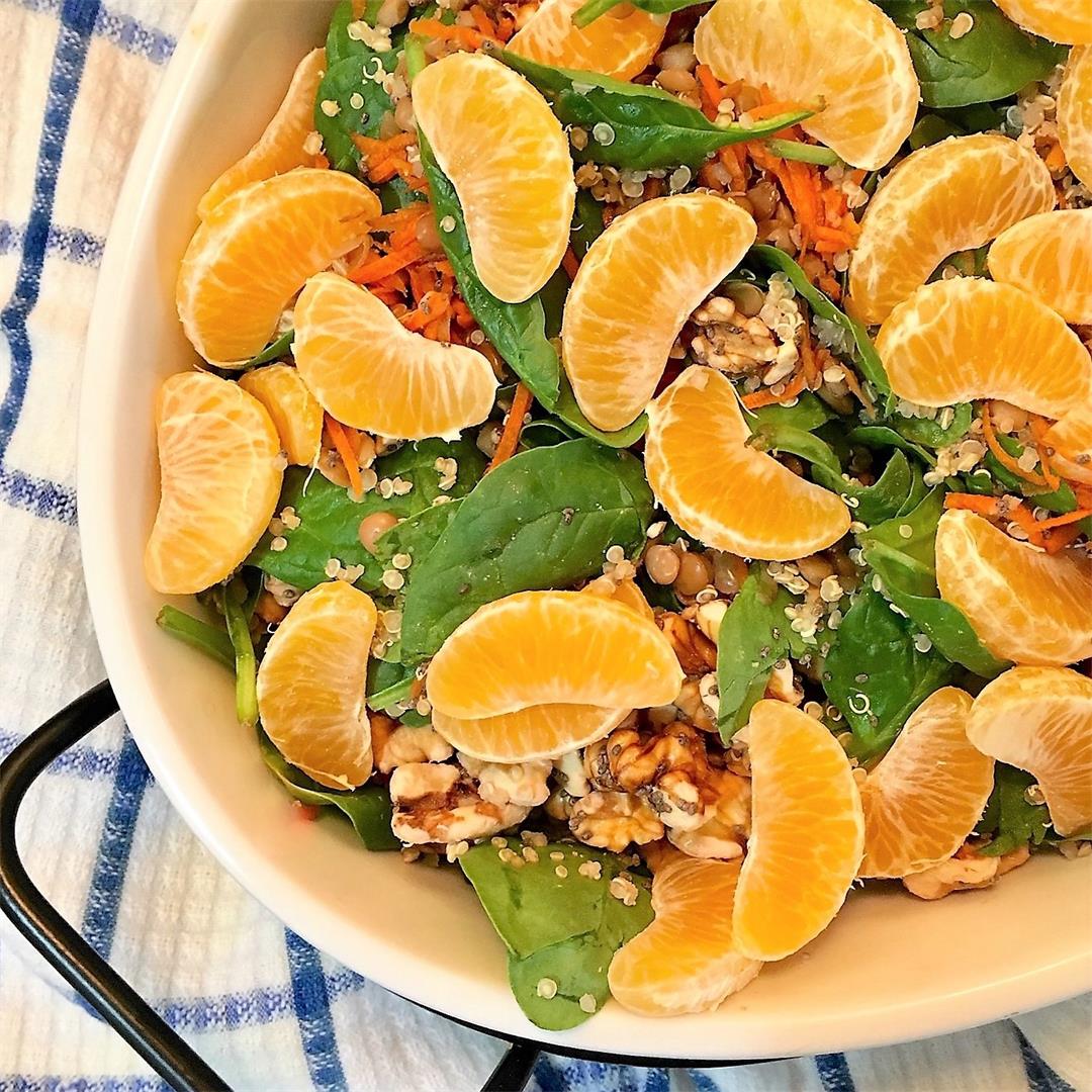 Citrus Spinach Quinoa Salad with Oil Free Orange Vinaigrette