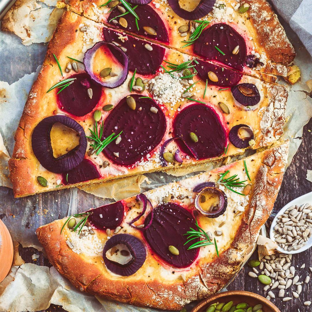 Easy Beetroot Pizza (vegan and gluten-free)