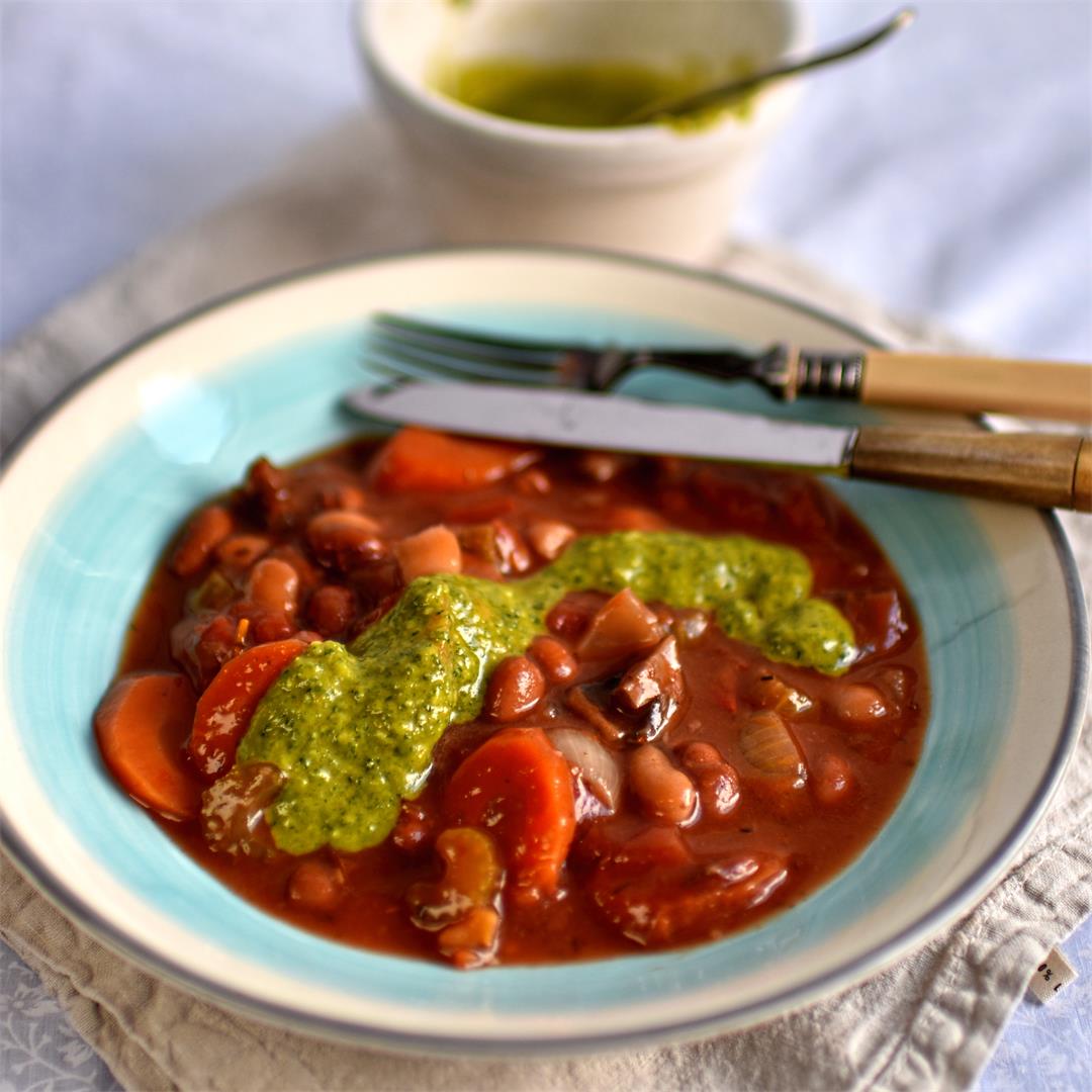 bean and vegetable casserole with pistou