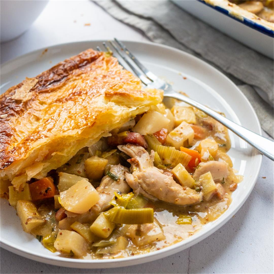 Vegetable, Chicken and Bacon Pie