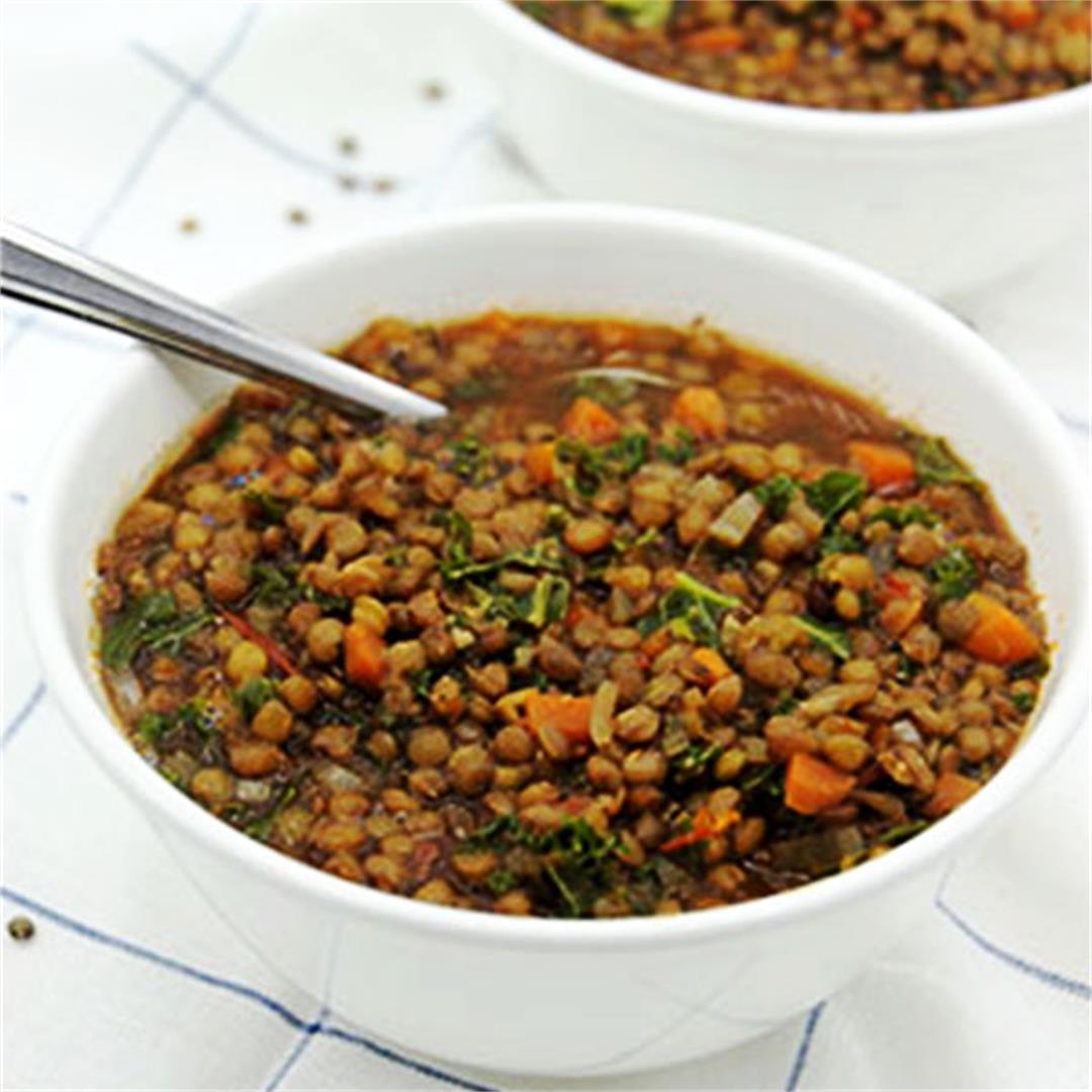 Vegan French lentil soup