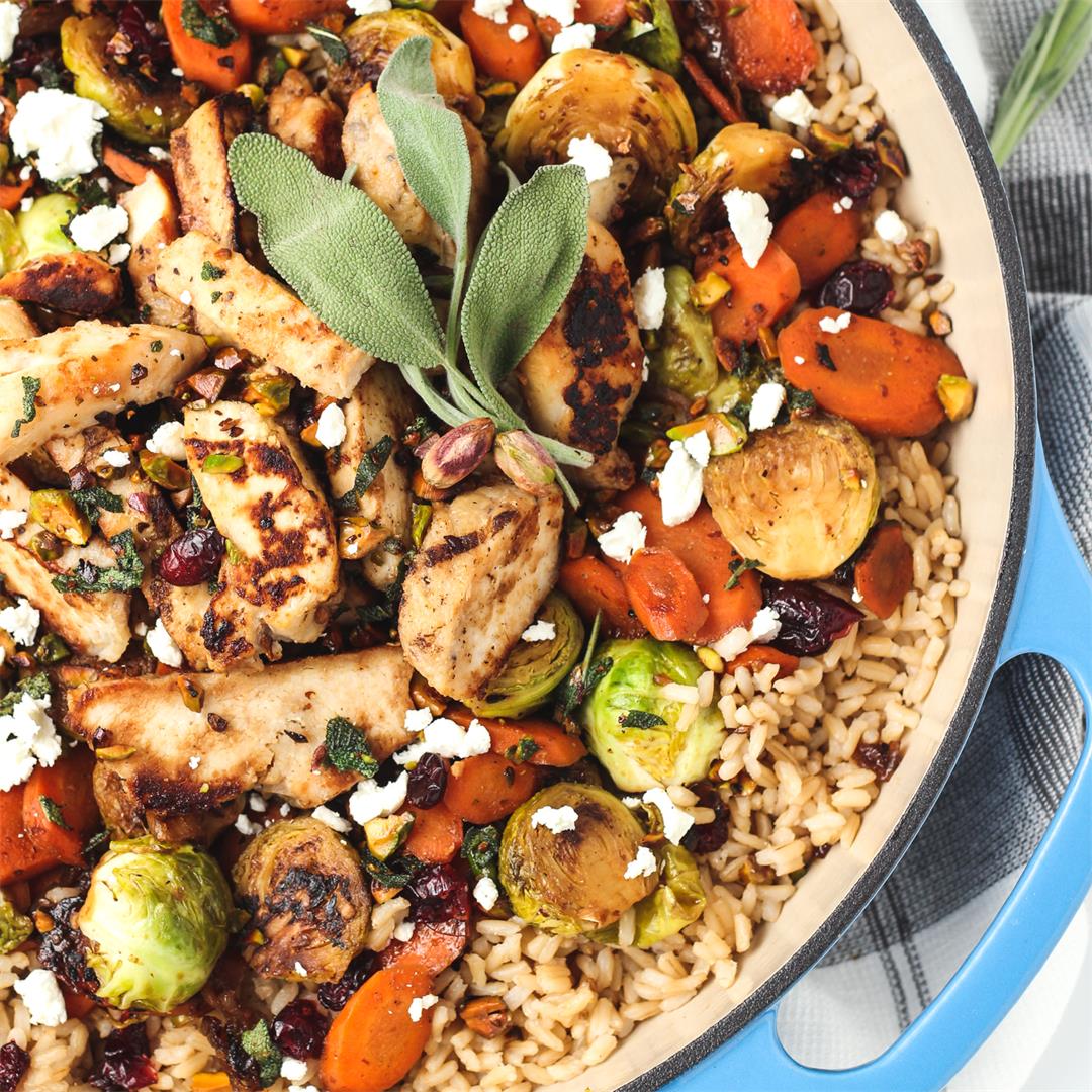 Easy Weeknight Chicken Veggie and Rice Skillet - 30 minute meal