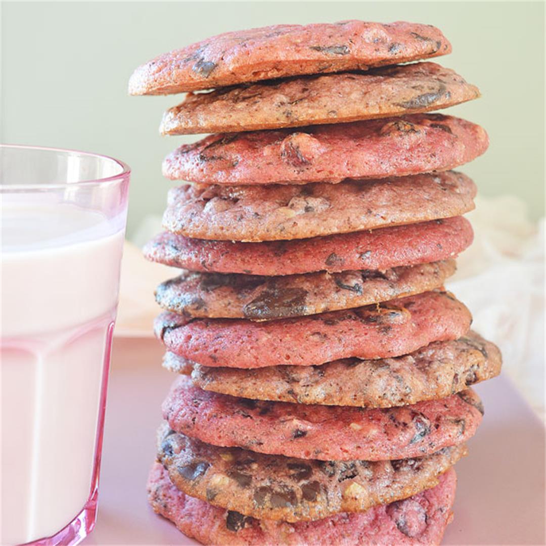Vegan Chocolate Walnut Cookies, Rose-pink & Lilac!