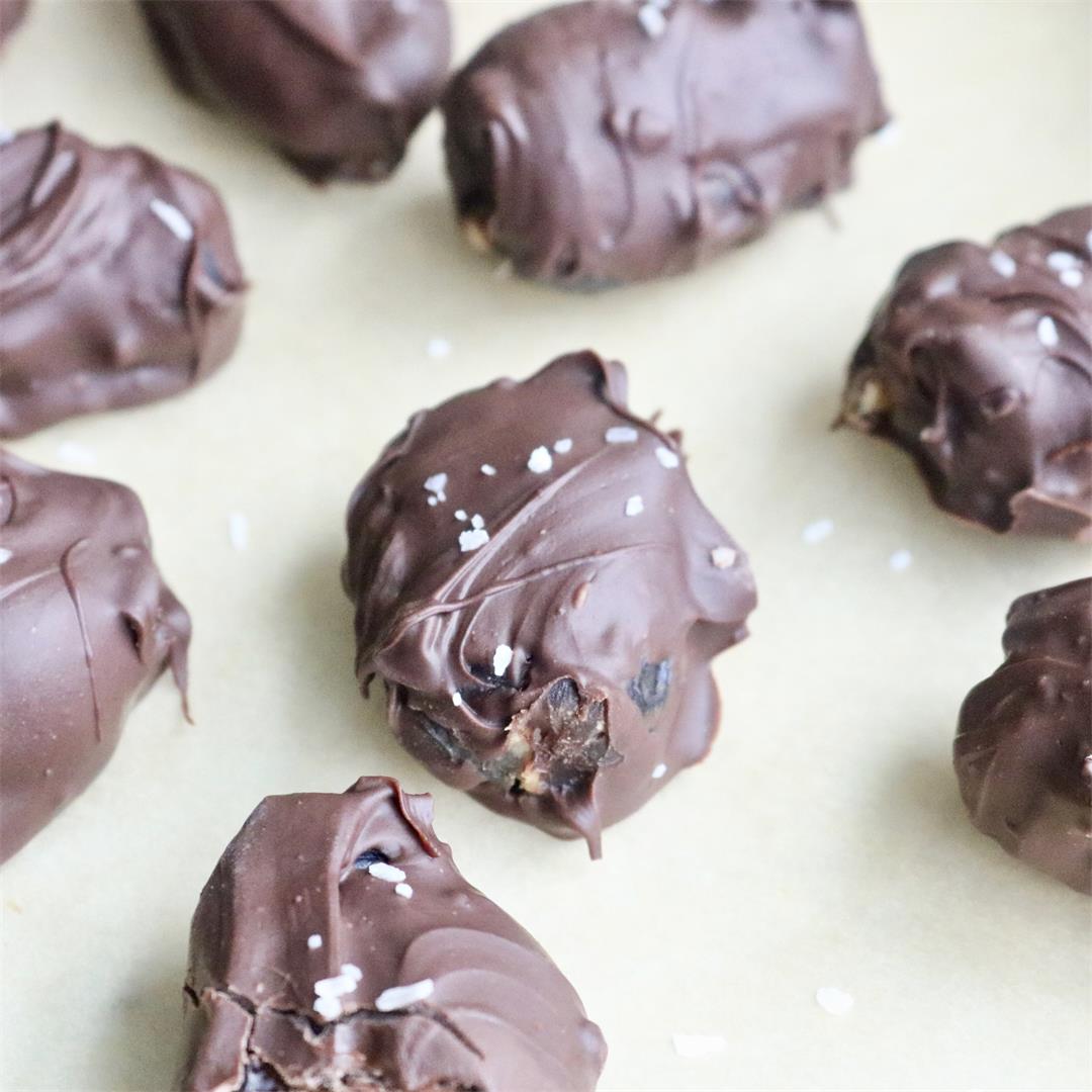 Healthy Peanut Butter Chocolate Covered Dates