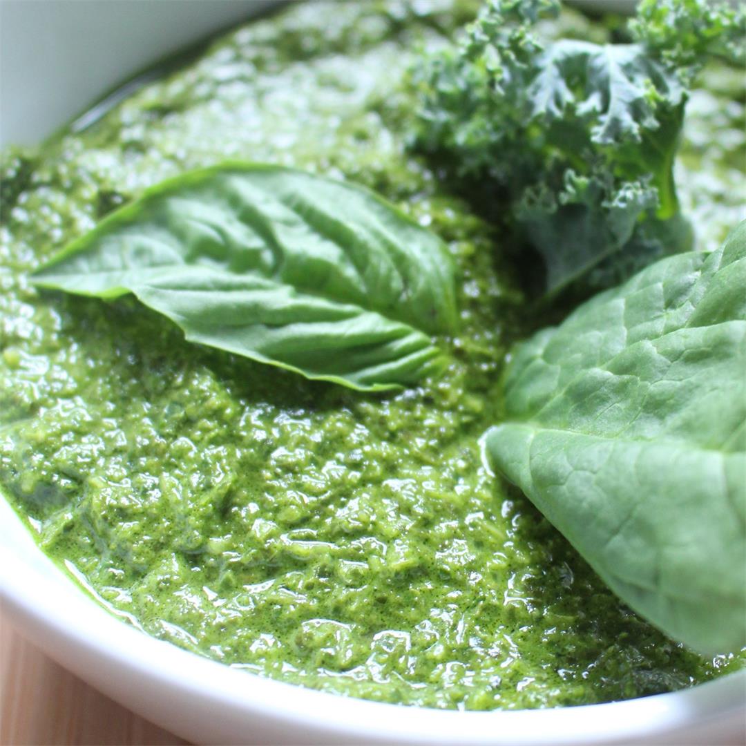 Dairy-Free Pesto with Spinach, Kale, and Bone Broth