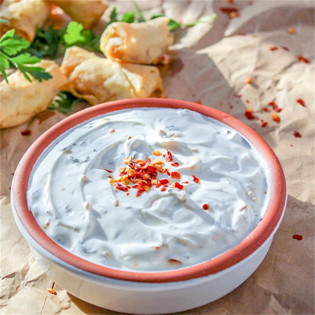 A light non fat Yogurt Dip with a hint of Mint and Red Pepper