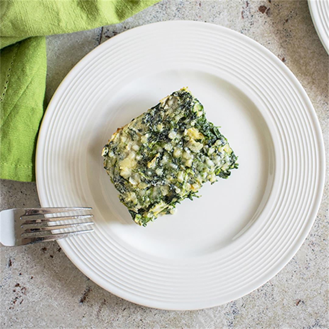 Creamed Spinach Soufflé with Artichokes and Parmesan