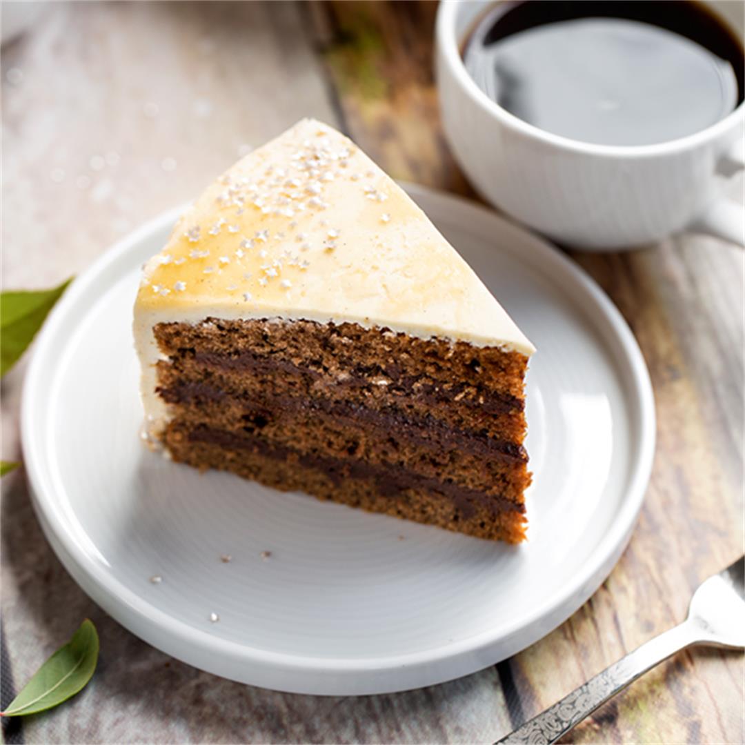 Bittersweet Espresso Layer Cake with White Chocolate Frosting