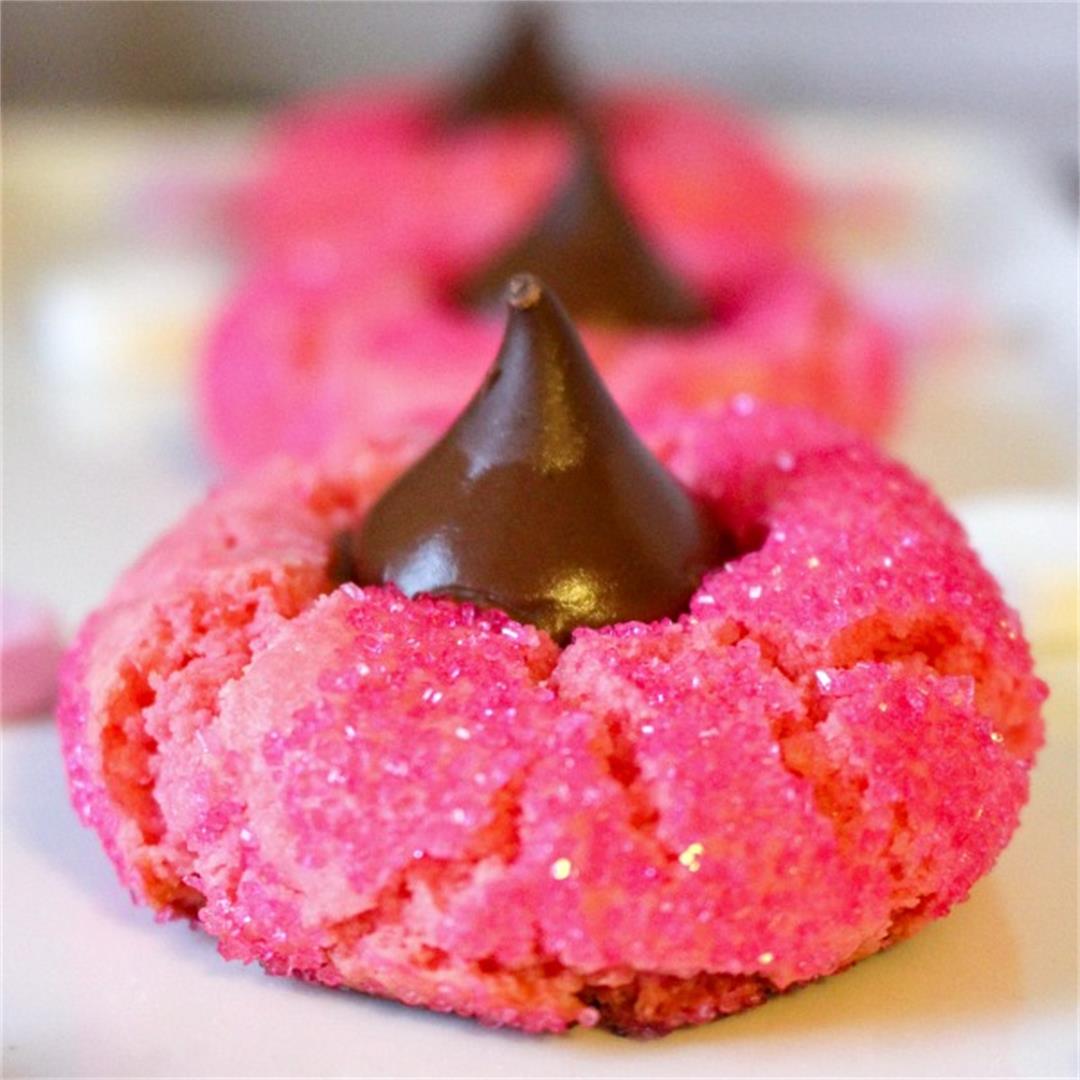 Pink Sprinkle Kiss Cookies