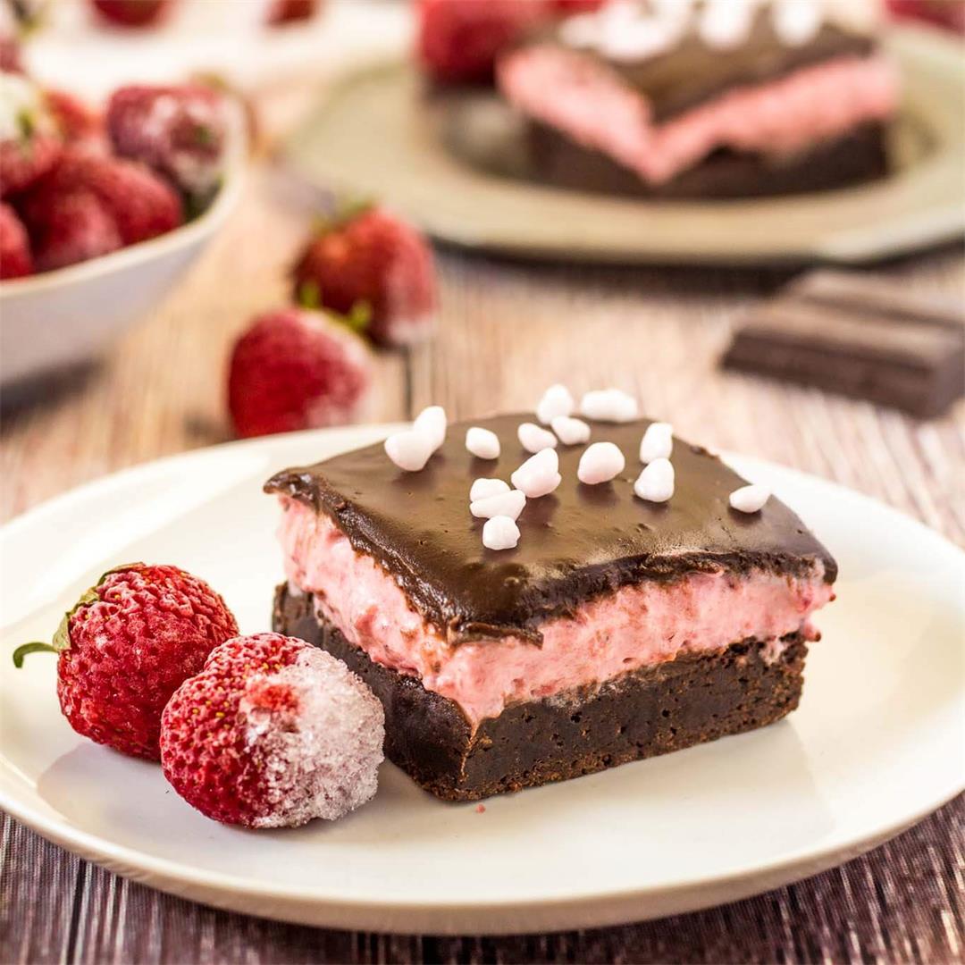 Brownie Strawberry Mousse Bars