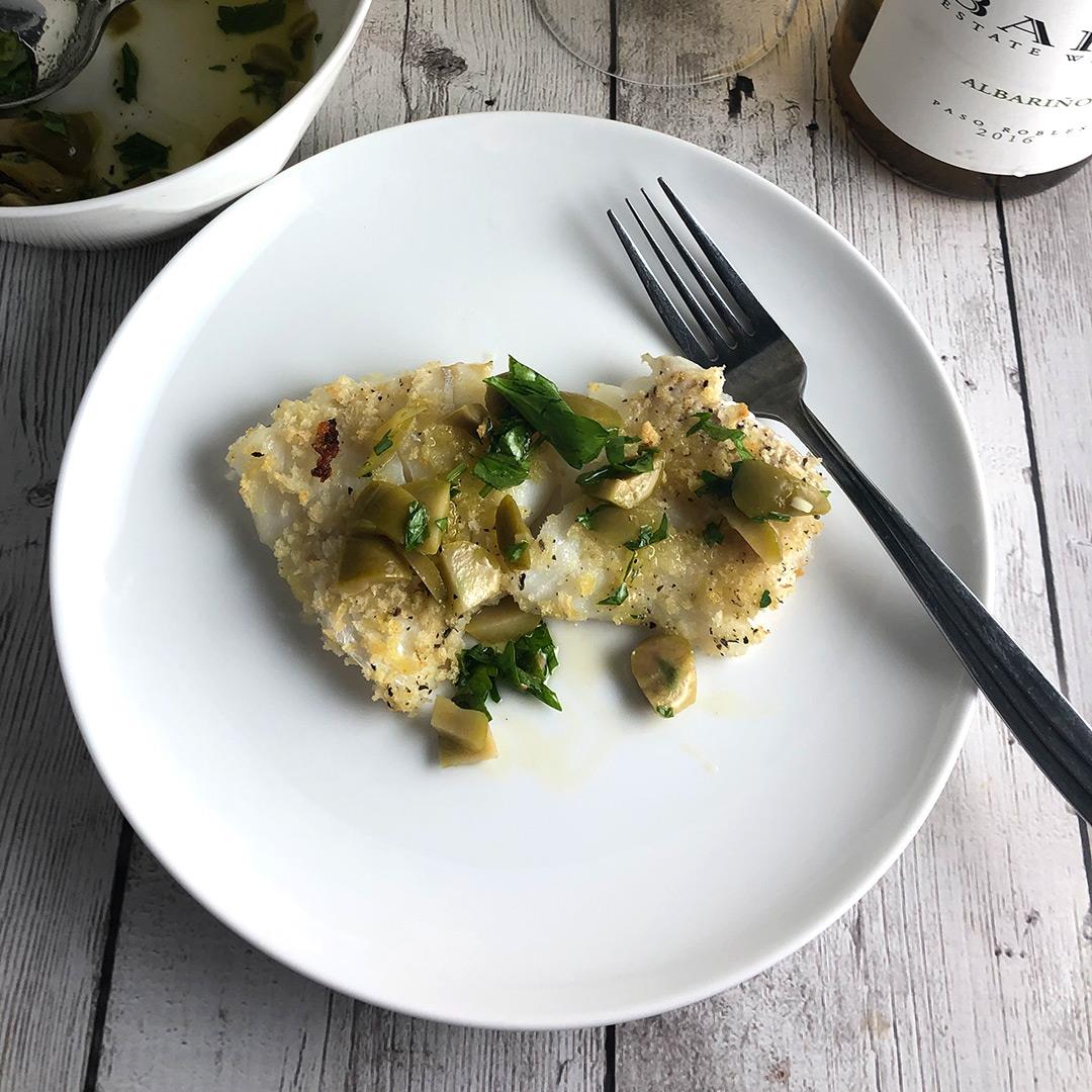 Easy Baked Cod with Olive Relish