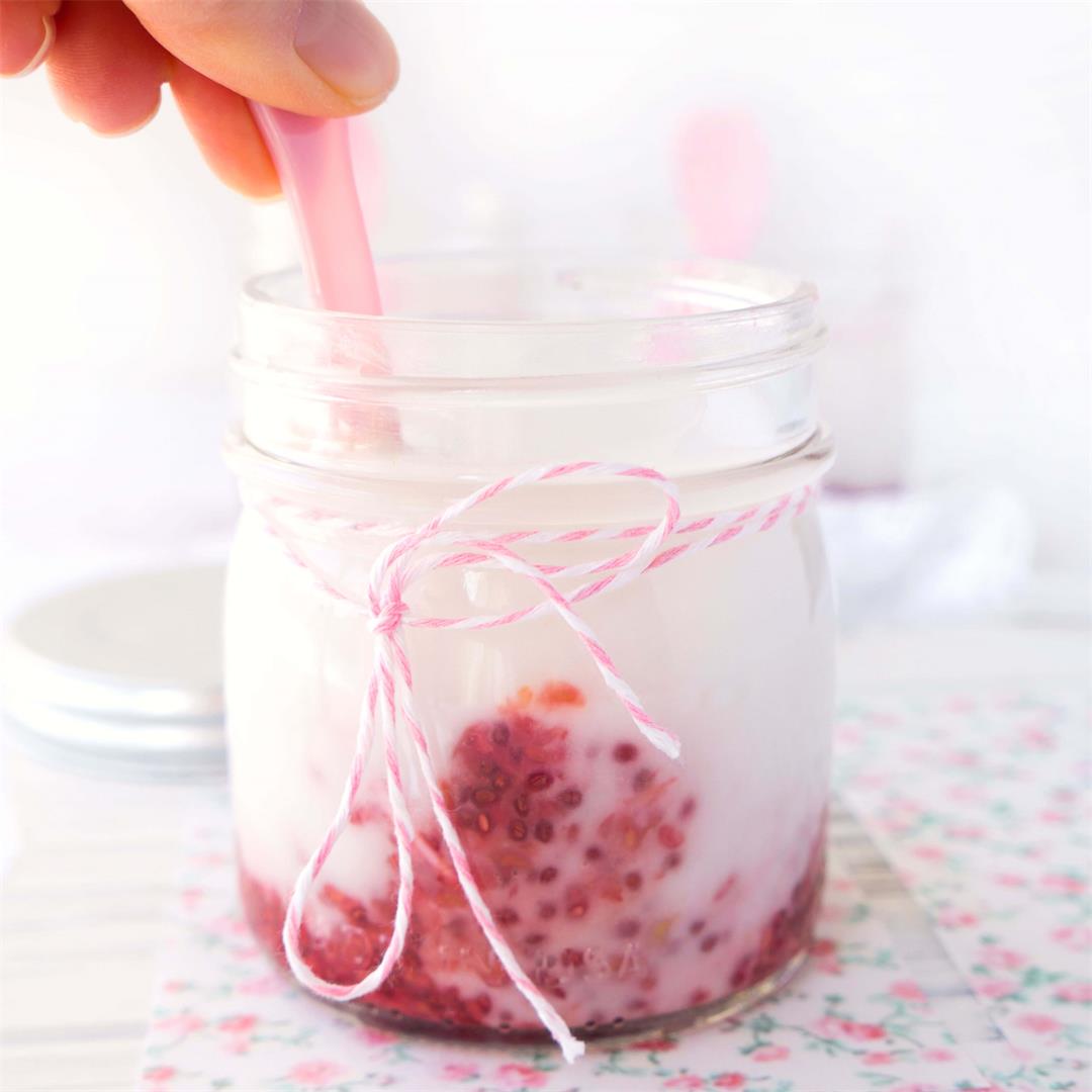 Raspberry Fruit Bottom Yogurt Jars